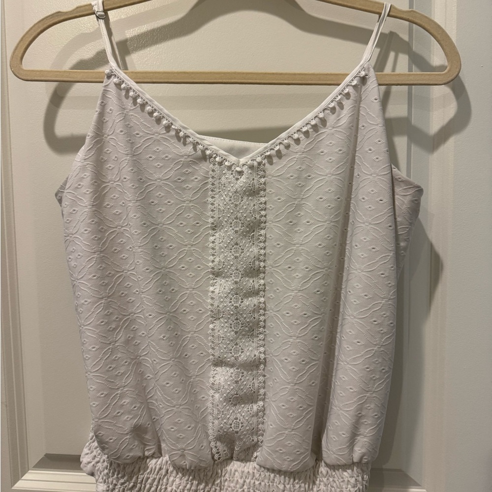 White House Black Market Textured White Camisole
